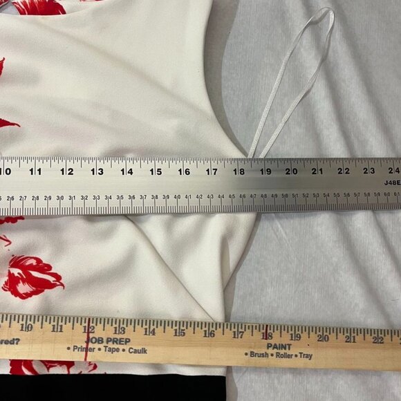 Danny & Nicole Red Floral Colorblock Sheath Dress Holiday Winter Midi Black 14 - Picture 9 of 10